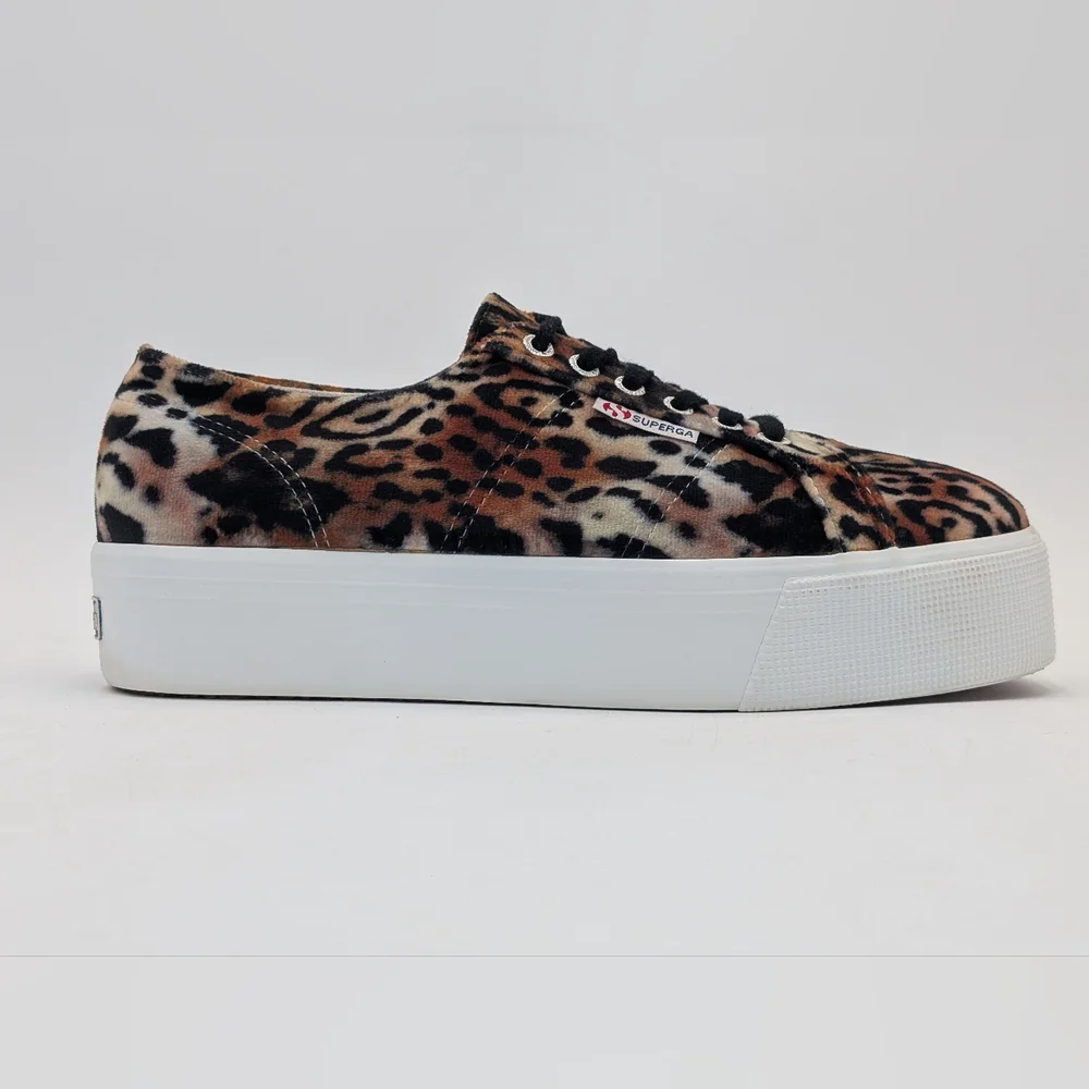 NWT SUPERGA® Fierce Leopard  Chunky Platform Sneaker Size 8.5 Brown/Black/White